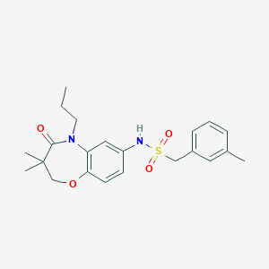 molecular formula C22H28N2O4S B2817616 N-(3,3-dimethyl-4-oxo-5-propyl-2,3,4,5-tetrahydrobenzo[b][1,4]oxazepin-7-yl)-1-(m-tolyl)methanesulfonamide CAS No. 921915-05-1
