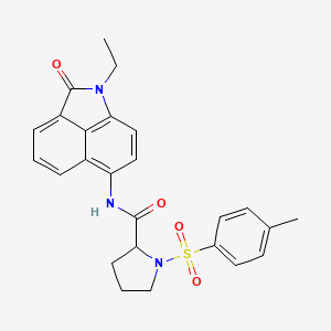 molecular formula C25H25N3O4S B2817679 N-(1-ethyl-2-oxo-1,2-dihydrobenzo[cd]indol-6-yl)-1-tosylpyrrolidine-2-carboxamide CAS No. 1049970-05-9