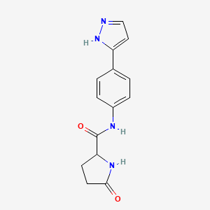 molecular formula C14H14N4O2 B2817704 N-(4-(1H-pyrazol-3-yl)phenyl)-5-oxopyrrolidine-2-carboxamide CAS No. 1236268-80-6