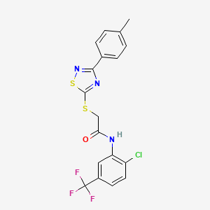 molecular formula C18H13ClF3N3OS2 B2817744 N-(2-chloro-5-(trifluoromethyl)phenyl)-2-((3-(p-tolyl)-1,2,4-thiadiazol-5-yl)thio)acetamide CAS No. 864917-36-2