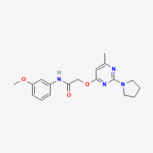 molecular formula C18H22N4O3 B2817800 N-(3-methoxyphenyl)-2-{[6-methyl-2-(pyrrolidin-1-yl)pyrimidin-4-yl]oxy}acetamide CAS No. 1029763-45-8