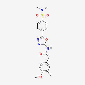 molecular formula C20H22N4O5S B2817809 N-(5-(4-(N,N-dimethylsulfamoyl)phenyl)-1,3,4-oxadiazol-2-yl)-2-(4-methoxy-3-methylphenyl)acetamide CAS No. 1171421-27-4