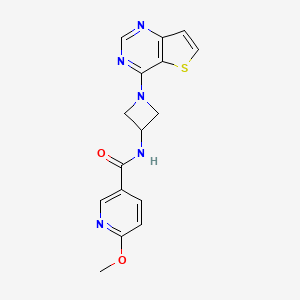 molecular formula C16H15N5O2S B2817907 6-methoxy-N-(1-{thieno[3,2-d]pyrimidin-4-yl}azetidin-3-yl)pyridine-3-carboxamide CAS No. 2380145-05-9