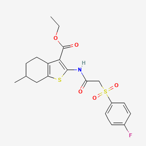 molecular formula C20H22FNO5S2 B2817929 Ethyl 2-(2-((4-fluorophenyl)sulfonyl)acetamido)-6-methyl-4,5,6,7-tetrahydrobenzo[b]thiophene-3-carboxylate CAS No. 895473-32-2