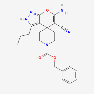 molecular formula C22H25N5O3 B2817951 benzyl 6'-amino-5'-cyano-3'-propyl-2'H-spiro[piperidine-4,4'-pyrano[2,3-c]pyrazole]-1-carboxylate CAS No. 488861-57-0