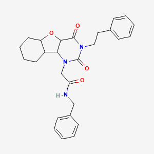 N-benzyl-2-[4,6-dioxo-5-(2-phenylethyl)-8-oxa-3,5-diazatricyclo[7.4.0.0^{2,7}]trideca-1(9),2(7),10,12-tetraen-3-yl]acetamide
