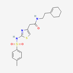molecular formula C20H25N3O3S2 B2817965 N-(2-(cyclohex-1-en-1-yl)ethyl)-2-(2-(4-methylphenylsulfonamido)thiazol-4-yl)acetamide CAS No. 922022-28-4