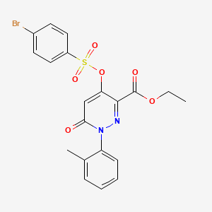 molecular formula C20H17BrN2O6S B2817967 Ethyl 4-(((4-bromophenyl)sulfonyl)oxy)-6-oxo-1-(o-tolyl)-1,6-dihydropyridazine-3-carboxylate CAS No. 899991-65-2