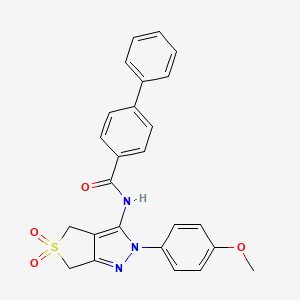 molecular formula C25H21N3O4S B2817975 N-[2-(4-methoxyphenyl)-5,5-dioxo-2H,4H,6H-5lambda6-thieno[3,4-c]pyrazol-3-yl]-[1,1'-biphenyl]-4-carboxamide CAS No. 681266-99-9