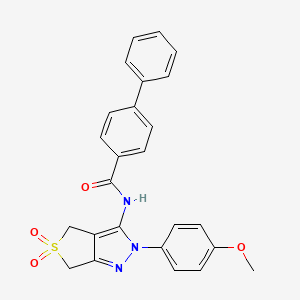 N-[2-(4-methoxyphenyl)-5,5-dioxo-4,6-dihydrothieno[3,4-c]pyrazol-3-yl]-4-phenylbenzamide