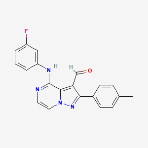 4-[(3-Fluorophenyl)amino]-2-(4-methylphenyl)pyrazolo[1,5-a]pyrazine-3-carbaldehyde