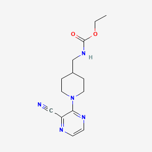 molecular formula C14H19N5O2 B2818002 Ethyl ((1-(3-cyanopyrazin-2-yl)piperidin-4-yl)methyl)carbamate CAS No. 1797058-37-7
