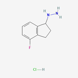 (4-fluoro-2,3-dihydro-1H-inden-1-yl)hydrazine hydrochloride