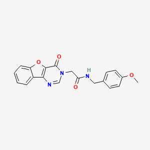 molecular formula C20H17N3O4 B2818008 N-[(4-methoxyphenyl)methyl]-2-{6-oxo-8-oxa-3,5-diazatricyclo[7.4.0.0^{2,7}]trideca-1(9),2(7),3,10,12-pentaen-5-yl}acetamide CAS No. 1004742-55-5