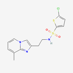 molecular formula C14H14ClN3O2S2 B2818032 5-chloro-N-(2-(8-methylimidazo[1,2-a]pyridin-2-yl)ethyl)thiophene-2-sulfonamide CAS No. 868979-14-0