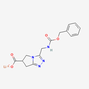 molecular formula C15H15LiN4O4 B2818055 Lithium;3-(phenylmethoxycarbonylaminomethyl)-6,7-dihydro-5H-pyrrolo[2,1-c][1,2,4]triazole-6-carboxylate CAS No. 2344679-56-5
