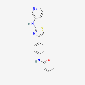 B2818078 3-methyl-N-(4-(2-(pyridin-3-ylamino)thiazol-4-yl)phenyl)but-2-enamide CAS No. 1797094-58-6