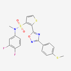 molecular formula C20H15F2N3O3S3 B2818081 N-(3,4-difluorophenyl)-N-methyl-2-{3-[4-(methylsulfanyl)phenyl]-1,2,4-oxadiazol-5-yl}thiophene-3-sulfonamide CAS No. 1105196-65-3