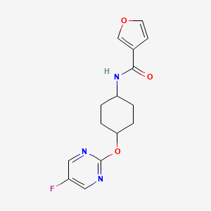 molecular formula C15H16FN3O3 B2818094 N-((1r,4r)-4-((5-fluoropyrimidin-2-yl)oxy)cyclohexyl)furan-3-carboxamide CAS No. 2034401-75-5