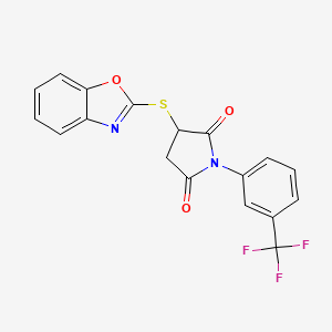 B2818115 3-(1,3-Benzoxazol-2-ylsulfanyl)-1-[3-(trifluoromethyl)phenyl]pyrrolidine-2,5-dione CAS No. 301683-32-9