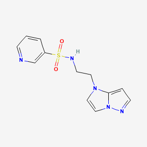 molecular formula C12H13N5O2S B2818141 N-(2-(1H-imidazo[1,2-b]pyrazol-1-yl)ethyl)pyridine-3-sulfonamide CAS No. 1788543-39-4