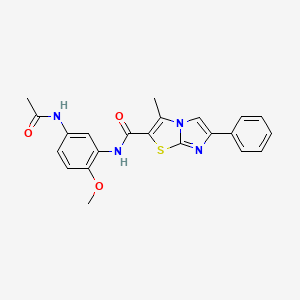 molecular formula C22H20N4O3S B2818165 N-(5-acetamido-2-methoxyphenyl)-3-methyl-6-phenylimidazo[2,1-b][1,3]thiazole-2-carboxamide CAS No. 852133-72-3