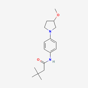 molecular formula C17H26N2O2 B2818171 N-(4-(3-methoxypyrrolidin-1-yl)phenyl)-3,3-dimethylbutanamide CAS No. 1797178-93-8