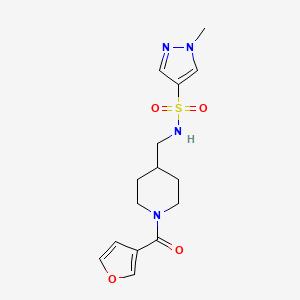 molecular formula C15H20N4O4S B2818196 N-((1-(furan-3-carbonyl)piperidin-4-yl)methyl)-1-methyl-1H-pyrazole-4-sulfonamide CAS No. 1797617-73-2
