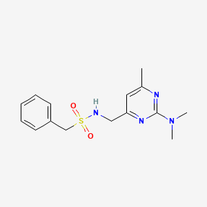 molecular formula C15H20N4O2S B2818199 N-((2-(dimethylamino)-6-methylpyrimidin-4-yl)methyl)-1-phenylmethanesulfonamide CAS No. 1797082-54-2