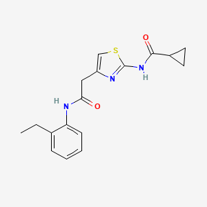 molecular formula C17H19N3O2S B2818213 N-(4-{[(2-ethylphenyl)carbamoyl]methyl}-1,3-thiazol-2-yl)cyclopropanecarboxamide CAS No. 921845-04-7