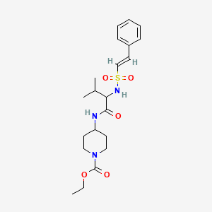 molecular formula C21H31N3O5S B2818228 Ethyl 4-[[3-methyl-2-[[(E)-2-phenylethenyl]sulfonylamino]butanoyl]amino]piperidine-1-carboxylate CAS No. 1214870-32-2