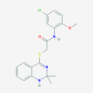 molecular formula C19H20ClN3O2S B2818242 N-(5-chloro-2-methoxyphenyl)-2-[(2,2-dimethyl-1H-quinazolin-4-yl)sulfanyl]acetamide CAS No. 894877-58-8