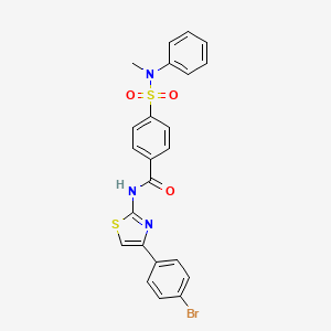 molecular formula C23H18BrN3O3S2 B2818249 N-[4-(4-bromophenyl)-1,3-thiazol-2-yl]-4-[methyl(phenyl)sulfamoyl]benzamide CAS No. 361160-04-5