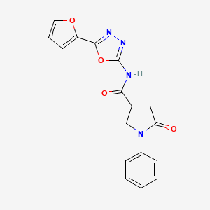 molecular formula C17H14N4O4 B2818271 N-(5-(furan-2-yl)-1,3,4-oxadiazol-2-yl)-5-oxo-1-phenylpyrrolidine-3-carboxamide CAS No. 1170392-56-9