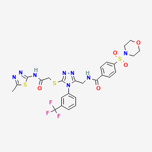 molecular formula C26H25F3N8O5S3 B2818272 N-((5-((2-((5-methyl-1,3,4-thiadiazol-2-yl)amino)-2-oxoethyl)thio)-4-(3-(trifluoromethyl)phenyl)-4H-1,2,4-triazol-3-yl)methyl)-4-(morpholinosulfonyl)benzamide CAS No. 309967-97-3