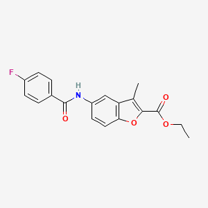 molecular formula C19H16FNO4 B2818274 Ethyl 5-(4-fluorobenzamido)-3-methylbenzofuran-2-carboxylate CAS No. 923686-25-3