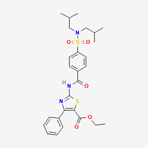 molecular formula C27H33N3O5S2 B2818276 ethyl 2-{4-[bis(2-methylpropyl)sulfamoyl]benzamido}-4-phenyl-1,3-thiazole-5-carboxylate CAS No. 476320-63-5