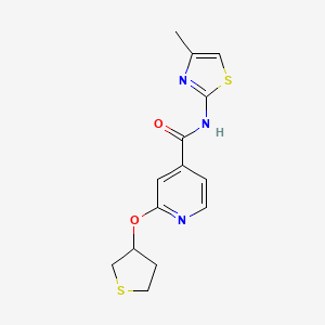 molecular formula C14H15N3O2S2 B2818318 N-(4-methyl-1,3-thiazol-2-yl)-2-(thiolan-3-yloxy)pyridine-4-carboxamide CAS No. 2034239-73-9