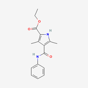 molecular formula C16H18N2O3 B2818323 ethyl 3,5-dimethyl-4-(phenylcarbamoyl)-1H-pyrrole-2-carboxylate CAS No. 110521-12-5