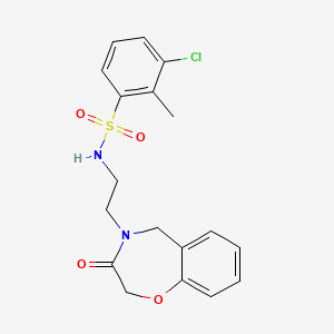 molecular formula C18H19ClN2O4S B2818337 3-chloro-2-methyl-N-(2-(3-oxo-2,3-dihydrobenzo[f][1,4]oxazepin-4(5H)-yl)ethyl)benzenesulfonamide CAS No. 1903032-65-4