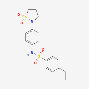 molecular formula C17H20N2O4S2 B2818338 N-(4-(1,1-dioxidoisothiazolidin-2-yl)phenyl)-4-ethylbenzenesulfonamide CAS No. 946342-40-1