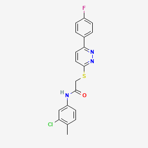 molecular formula C19H15ClFN3OS B2818364 N-(3-chloro-4-methylphenyl)-2-((6-(4-fluorophenyl)pyridazin-3-yl)thio)acetamide CAS No. 896047-85-1