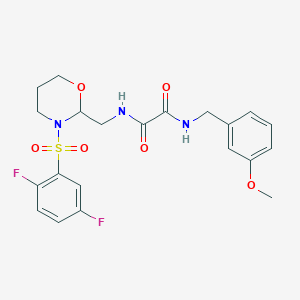 molecular formula C21H23F2N3O6S B2818386 N-{[3-(2,5-difluorobenzenesulfonyl)-1,3-oxazinan-2-yl]methyl}-N'-[(3-methoxyphenyl)methyl]ethanediamide CAS No. 872976-63-1
