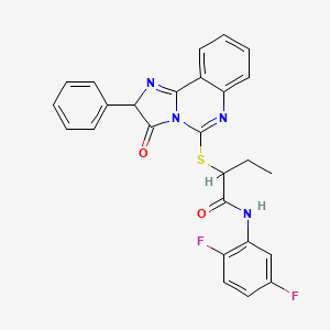 molecular formula C26H20F2N4O2S B2818393 N-(2,5-difluorophenyl)-2-((3-oxo-2-phenyl-2,3-dihydroimidazo[1,2-c]quinazolin-5-yl)thio)butanamide CAS No. 1053078-27-5