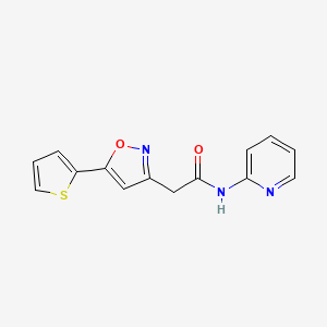 molecular formula C14H11N3O2S B2818421 N-(pyridin-2-yl)-2-(5-(thiophen-2-yl)isoxazol-3-yl)acetamide CAS No. 953183-77-2