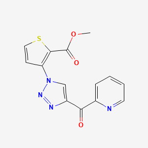 molecular formula C14H10N4O3S B2818430 methyl 3-[4-(2-pyridinylcarbonyl)-1H-1,2,3-triazol-1-yl]-2-thiophenecarboxylate CAS No. 691869-08-6