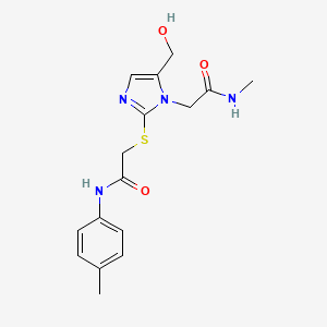 molecular formula C16H20N4O3S B2818485 2-((5-(hydroxymethyl)-1-(2-(methylamino)-2-oxoethyl)-1H-imidazol-2-yl)thio)-N-(p-tolyl)acetamide CAS No. 923195-14-6