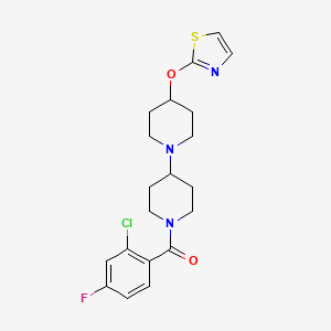 B2818513 (2-Chloro-4-fluorophenyl)(4-(thiazol-2-yloxy)-[1,4'-bipiperidin]-1'-yl)methanone CAS No. 1705184-78-6