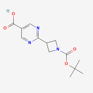 molecular formula C13H17N3O4 B2818565 2-(1-(Tert-butoxycarbonyl)azetidin-3-YL)pyrimidine-5-carboxylic acid CAS No. 1447607-17-1