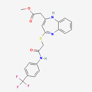 molecular formula C21H18F3N3O3S B2818580 methyl 2-{4-[({[4-(trifluoromethyl)phenyl]carbamoyl}methyl)sulfanyl]-1H-1,5-benzodiazepin-2-yl}acetate CAS No. 1251614-38-6